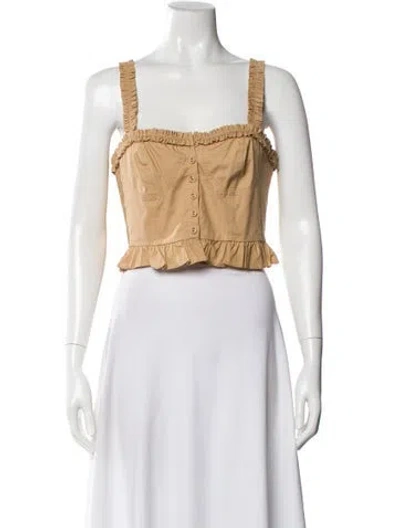 Pre-owned Ulla Johnson Square Neckline Sleeveless Crop Top In Brown