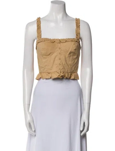 Pre-owned Ulla Johnson Square Neckline Sleeveless Crop Top In Neutral