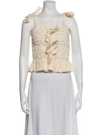 Pre-owned Ulla Johnson Square Neckline Sleeveless Crop Top In Neutral