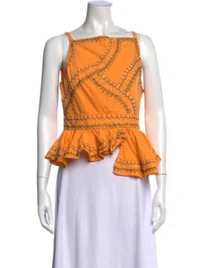 Pre-owned Ulla Johnson Square Neckline Sleeveless Crop Top In Orange