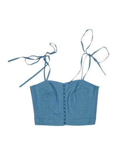 Pre-owned Ulla Johnson Square Neckline Sleeveless Crop Top W/ Tags In Blue