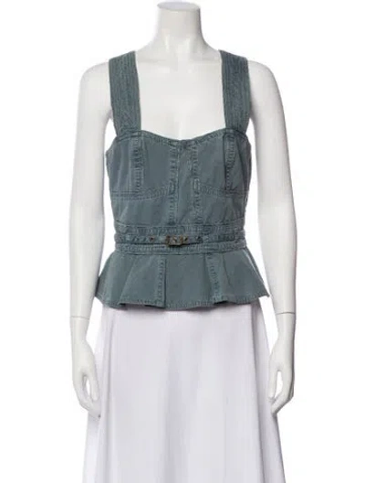 Pre-owned Ulla Johnson Square Neckline Sleeveless Top In Blue