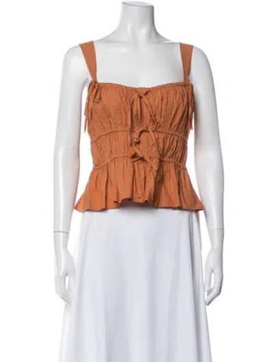 Pre-owned Ulla Johnson Square Neckline Sleeveless Top In Orange