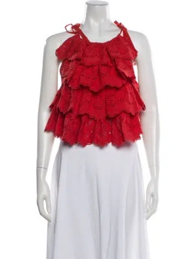 Pre-owned Ulla Johnson Square Neckline Sleeveless Top W/ Tags In Red