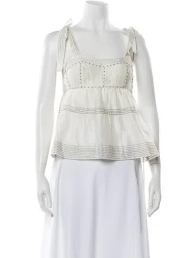 Pre-owned Ulla Johnson Square Neckline Sleeveless Top In White