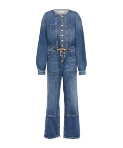 Ulla Johnson Stevie Wide-leg Denim Jumpsuit In Blue