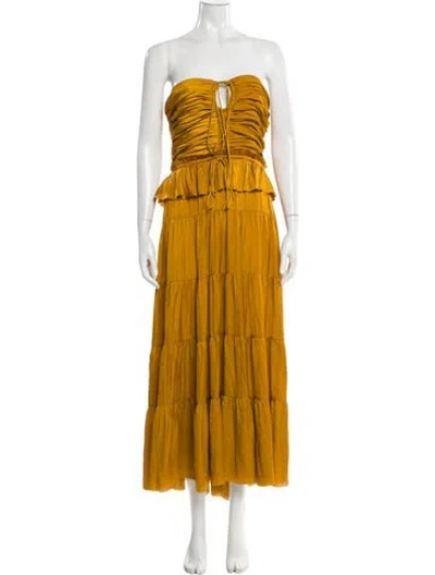 Pre-owned Ulla Johnson Strapless Midi Length Dress In Gold