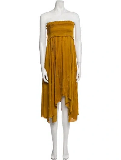Pre-owned Ulla Johnson Strapless Midi Length Dress In Orange