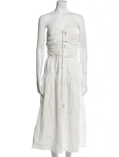 Pre-owned Ulla Johnson Strapless Midi Length Dress In White