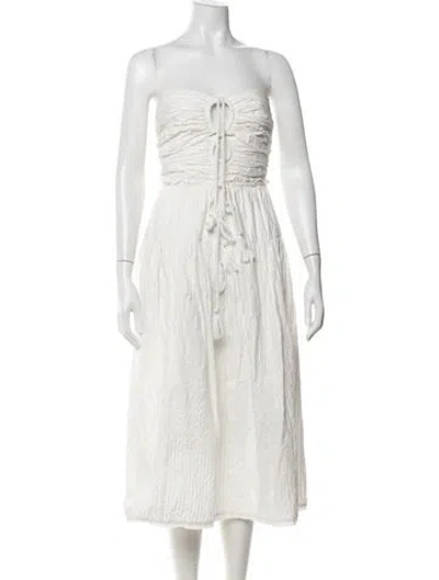 Pre-owned Ulla Johnson Strapless Midi Length Dress In White