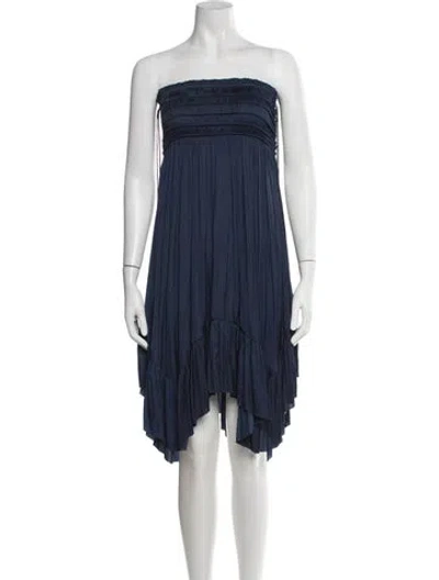 Pre-owned Ulla Johnson Strapless Mini Dress In Blue