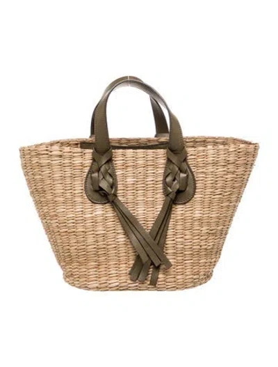 Pre-owned Ulla Johnson Straw Bucket Bag In Multi