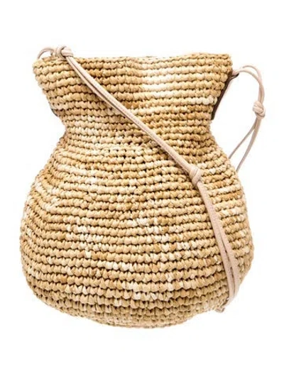 Pre-owned Ulla Johnson Straw Bucket Bag In Neutral