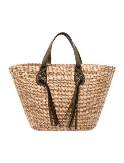 Pre-owned Ulla Johnson Straw Bucket Bag In Neutrals