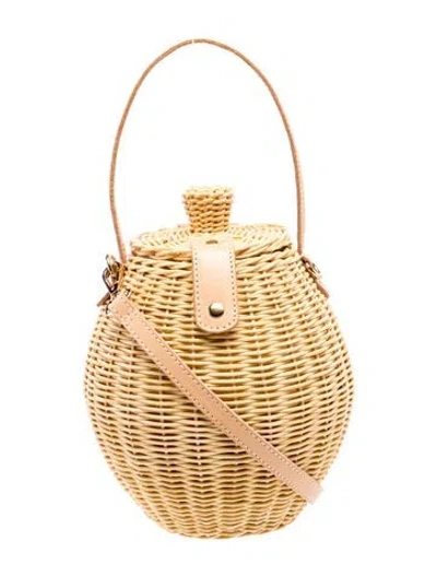 Pre-owned Ulla Johnson Straw Bucket Bag In Neutrals
