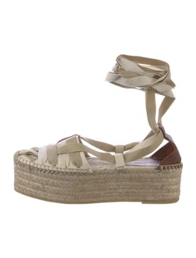 Pre-owned Ulla Johnson Straw D'orsay Pumps In Neutral