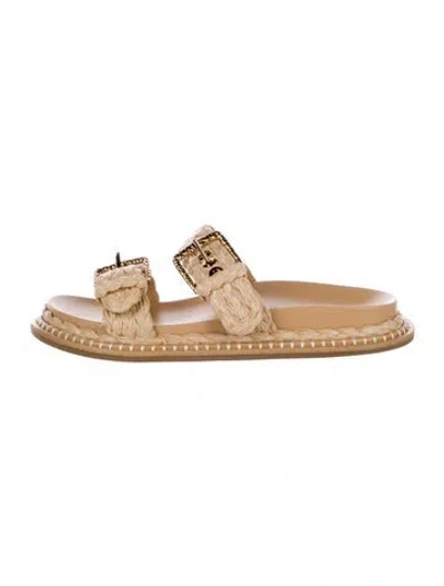 Pre-owned Ulla Johnson Straw Slides In Neutral