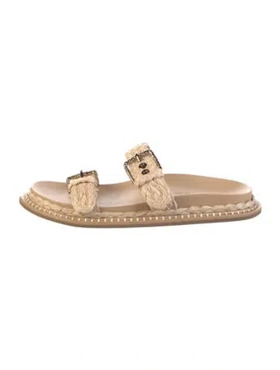 Pre-owned Ulla Johnson Straw Slides In Neutral