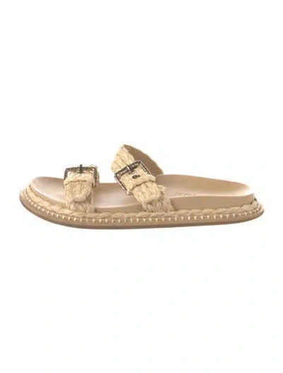 Pre-owned Ulla Johnson Straw Slides In Neutrals