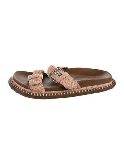 Pre-owned Ulla Johnson Straw Slides In Pink