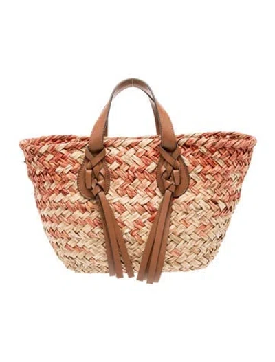 Pre-owned Ulla Johnson Straw Top Handle Bag In Red