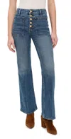 Ulla Johnson Lou Button Fly High-waisted Flared Jeans In Blue