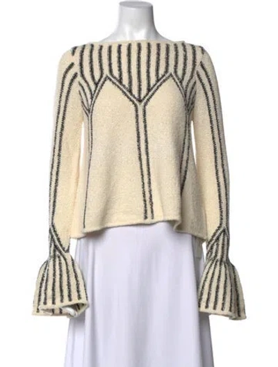Pre-owned Ulla Johnson Striped Bateau Neckline Sweater In Neutrals