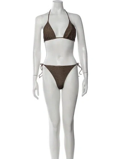 Pre-owned Ulla Johnson Striped Bikini W/ Tags In Metallic/neutrals