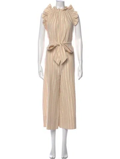 Pre-owned Ulla Johnson Striped Cowl Neck Jumpsuit In Neutral
