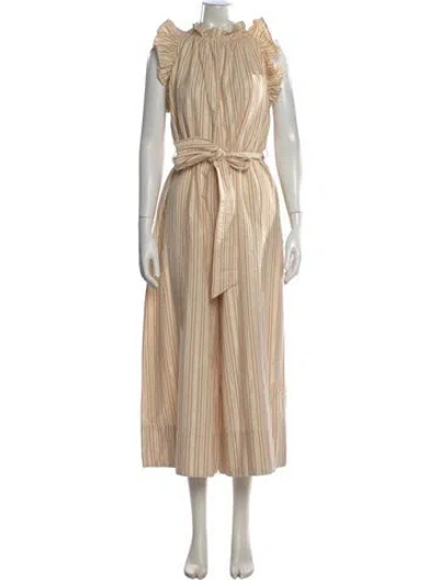 Pre-owned Ulla Johnson Striped Cowl Neck Jumpsuit In Yellow