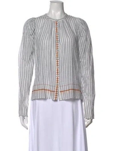 Pre-owned Ulla Johnson Striped Crew Neck Blouse In Blue