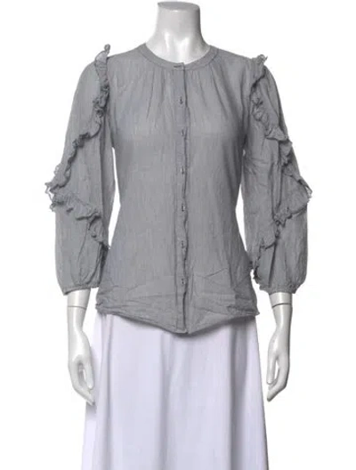 Pre-owned Ulla Johnson Striped Crew Neck Blouse In Grey