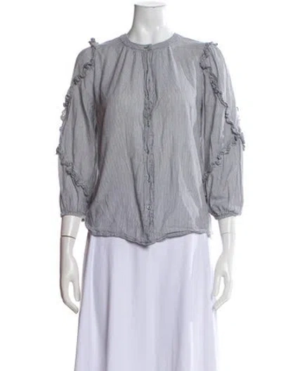 Pre-owned Ulla Johnson Striped Crew Neck Blouse In Neutral