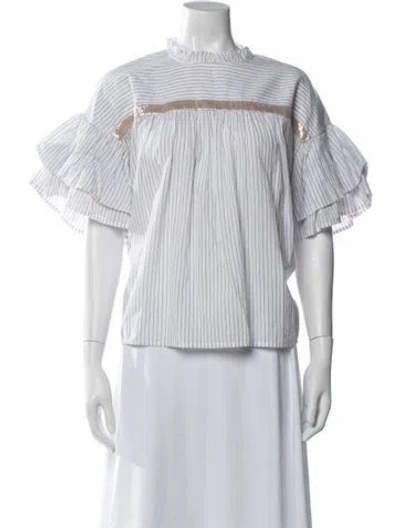 Pre-owned Ulla Johnson Striped Crew Neck Blouse In Pink