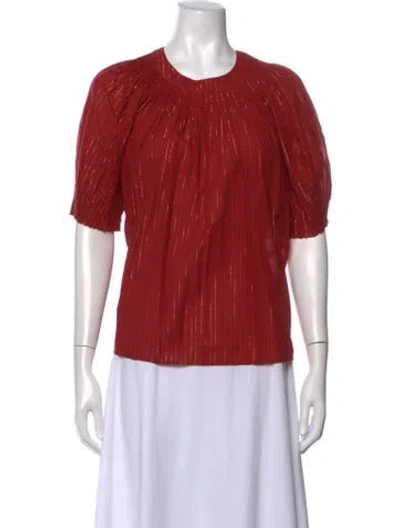 Pre-owned Ulla Johnson Striped Crew Neck Blouse In Red