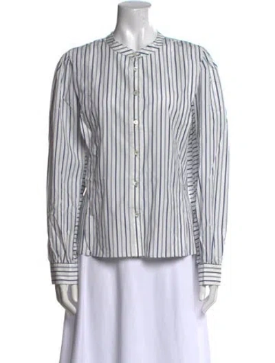 Pre-owned Ulla Johnson Striped Crew Neck Button-up Top In Neutral