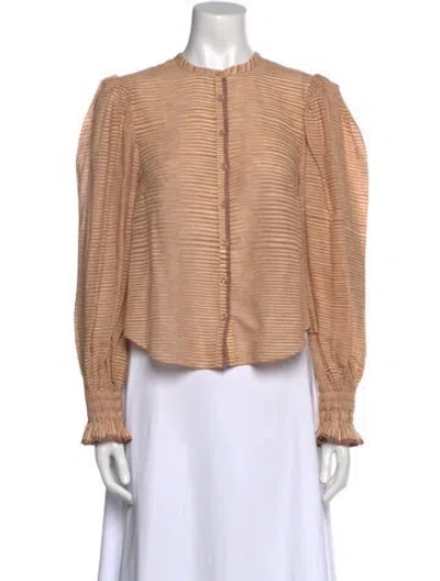 Pre-owned Ulla Johnson Striped Crew Neck Crop Top In Neutral