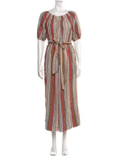 Pre-owned Ulla Johnson Striped Crew Neck Jumpsuit