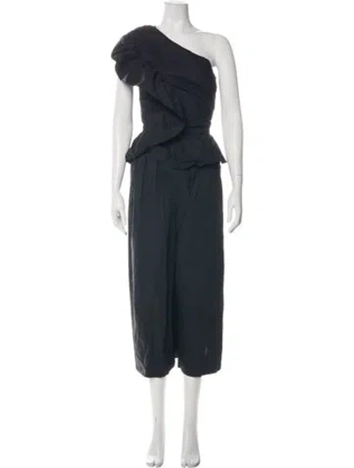 Pre-owned Ulla Johnson Striped Crew Neck Jumpsuit In Black