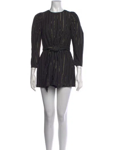 Pre-owned Ulla Johnson Striped Crew Neck Jumpsuit In Black/metallic