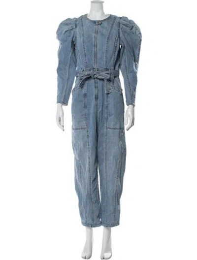 Pre-owned Ulla Johnson Striped Crew Neck Jumpsuit In Blue
