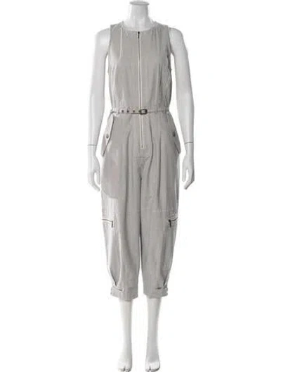 Pre-owned Ulla Johnson Striped Crew Neck Jumpsuit In Gray