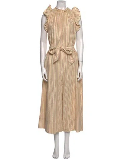 Pre-owned Ulla Johnson Striped Crew Neck Jumpsuit In Neutral