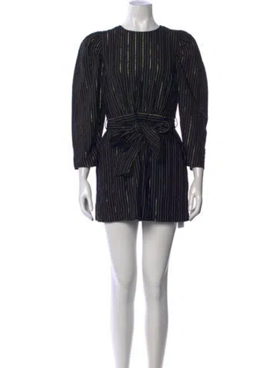 Pre-owned Ulla Johnson Striped Crew Neck Romper In Black