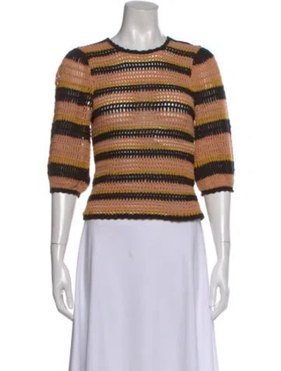 Pre-owned Ulla Johnson Striped Crew Neck Sweater In Black