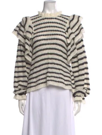 Pre-owned Ulla Johnson Striped Crew Neck Sweater In Black/neutrals