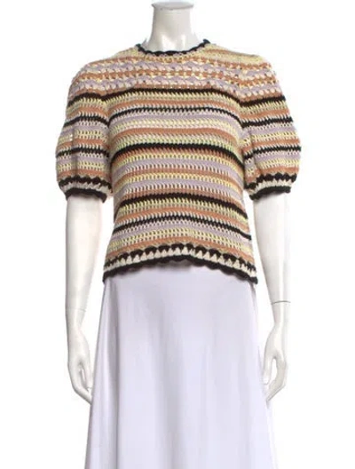 Pre-owned Ulla Johnson Striped Crew Neck Sweater In Black/yellow