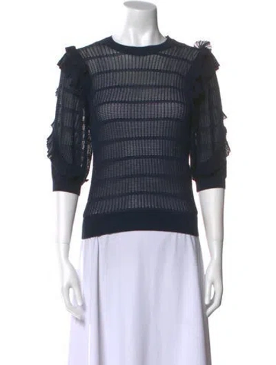 Pre-owned Ulla Johnson Striped Crew Neck Sweater In Blue
