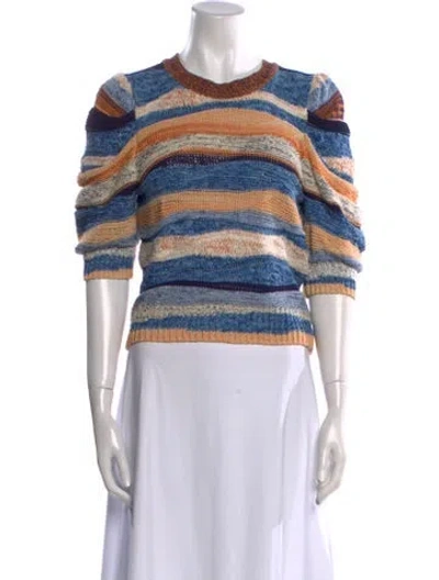 Pre-owned Ulla Johnson Striped Crew Neck Sweater In Blue