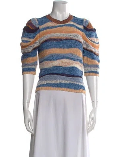 Pre-owned Ulla Johnson Striped Crew Neck Sweater In Blue